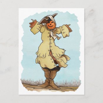 Pumpkin Scarecrow Postcard by TabbyHallDesigns at Zazzle