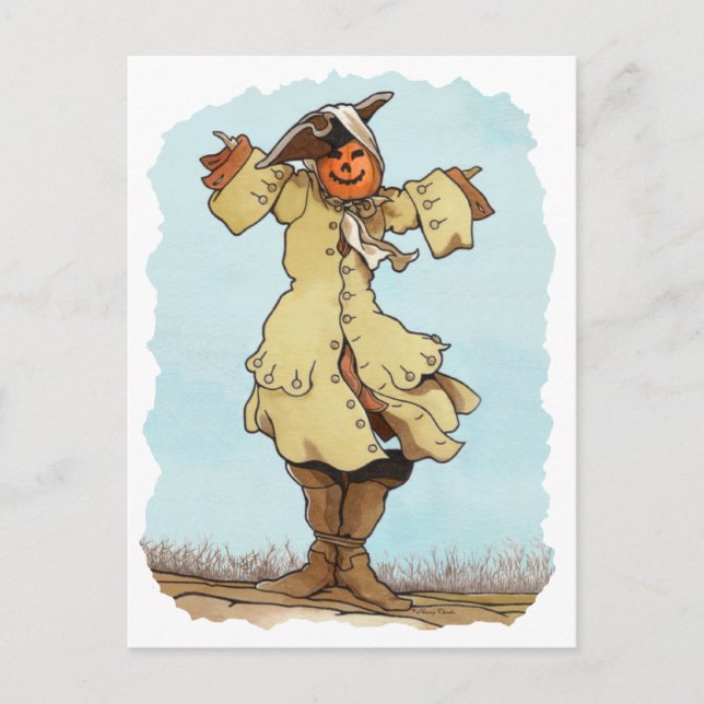 Pumpkin Scarecrow Postcard (Front)