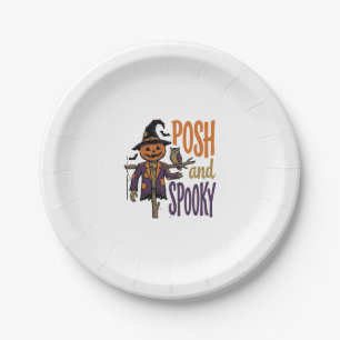 Pumpkin Scarecrow Shirt Vintage Engraving Hallowee Paper Plates