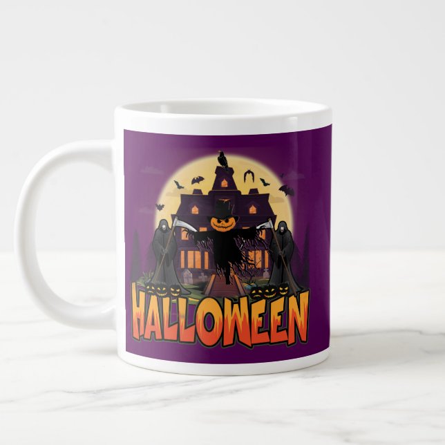 Pumpkin Scary House, Halloween Giant Coffee Mug (Left)