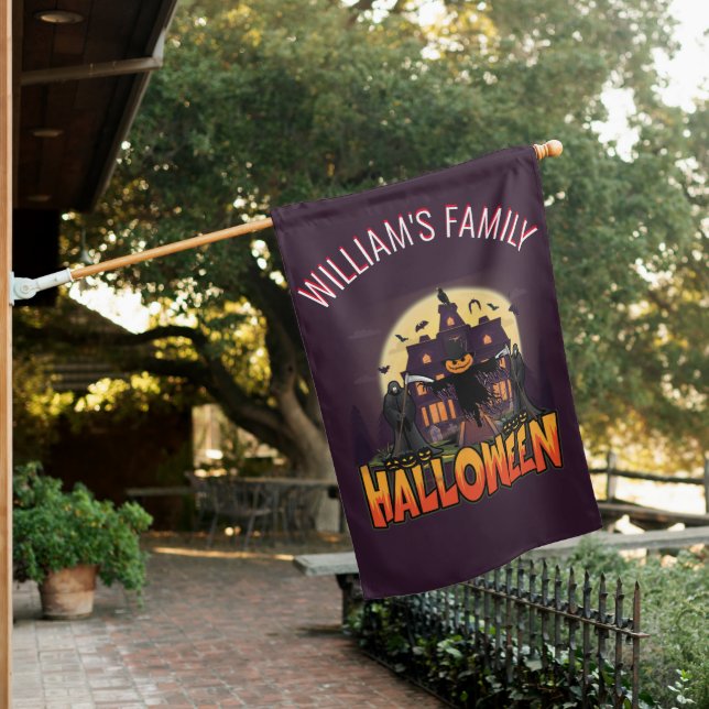 Pumpkin Scary House, Halloween House Flag (In SItu)