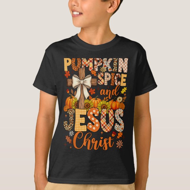 Pumpkin Sce And Jesus Christ Funny Fall Christian  T-Shirt (Front)