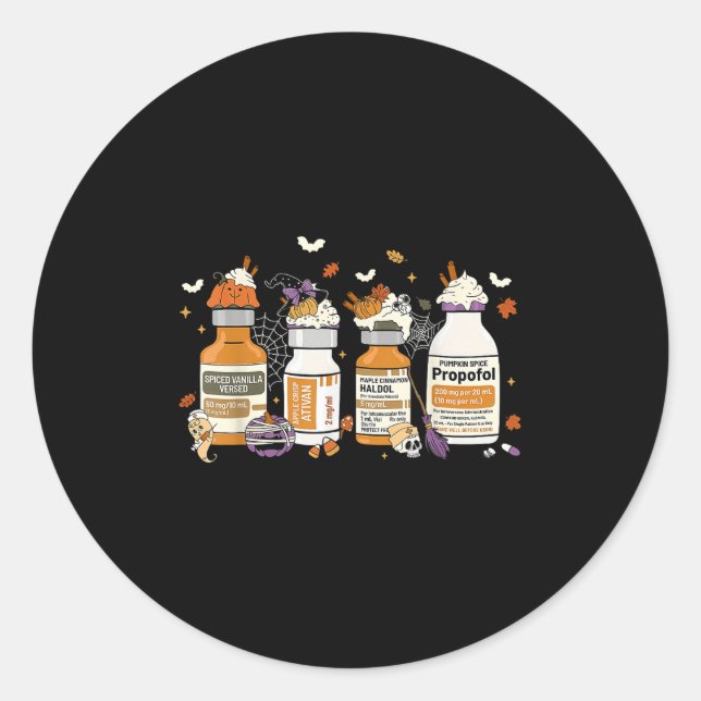 Pumpkin Sce Profol Ativan Versed Haldol Halloween  Classic Round Sticker (Front)