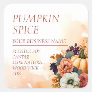 Pumpkin Scented Candle Modern Watercolor Label