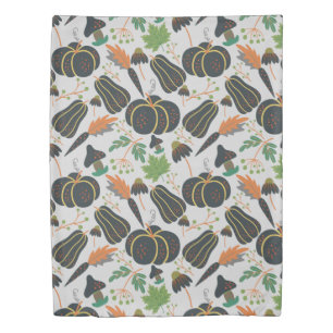 Pumpkin seamless pattern carrot black and white duvet cover