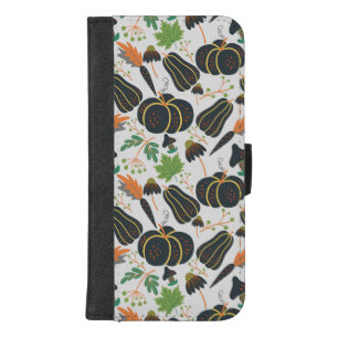 Pumpkin seamless pattern carrot black and white iPhone 8/7 plus wallet case