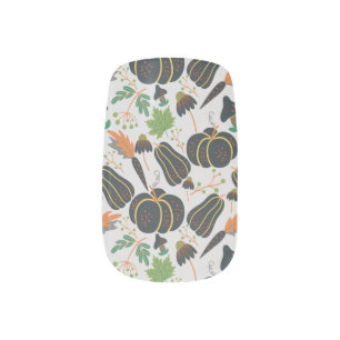 Pumpkin seamless pattern carrot black and white minx nail art