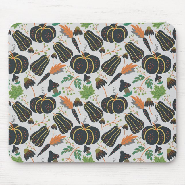 Pumpkin seamless pattern carrot black and white mouse pad (Front)