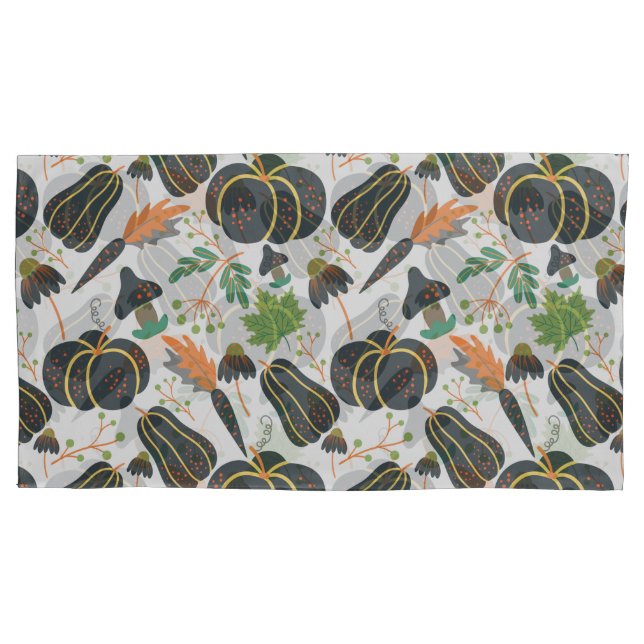 Pumpkin seamless pattern carrot black and white pillow case (Front-Left)