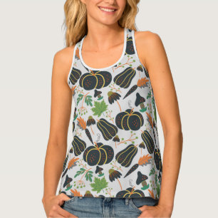 Pumpkin seamless pattern carrot black and white tank top