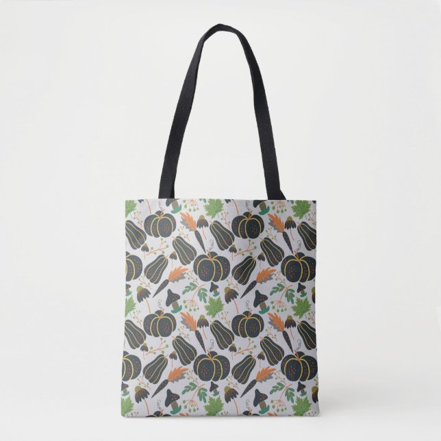 Pumpkin seamless pattern carrot black and white tote bag (Front)