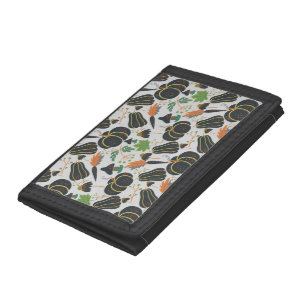 Pumpkin seamless pattern carrot black and white tri-fold wallet