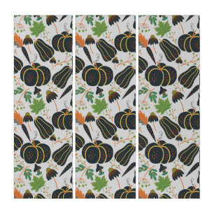Pumpkin seamless pattern carrot black and white triptych