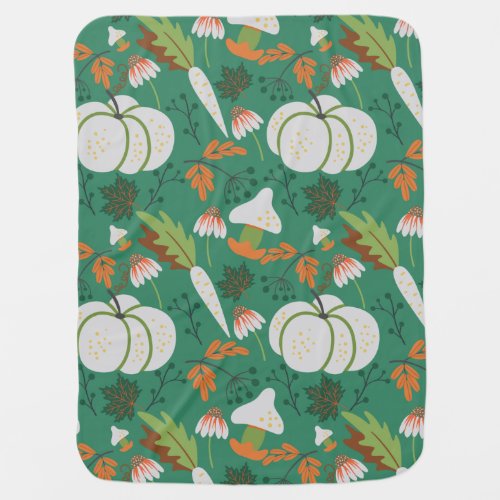 Pumpkin seamless pattern carrots and mushrooms baby blanket