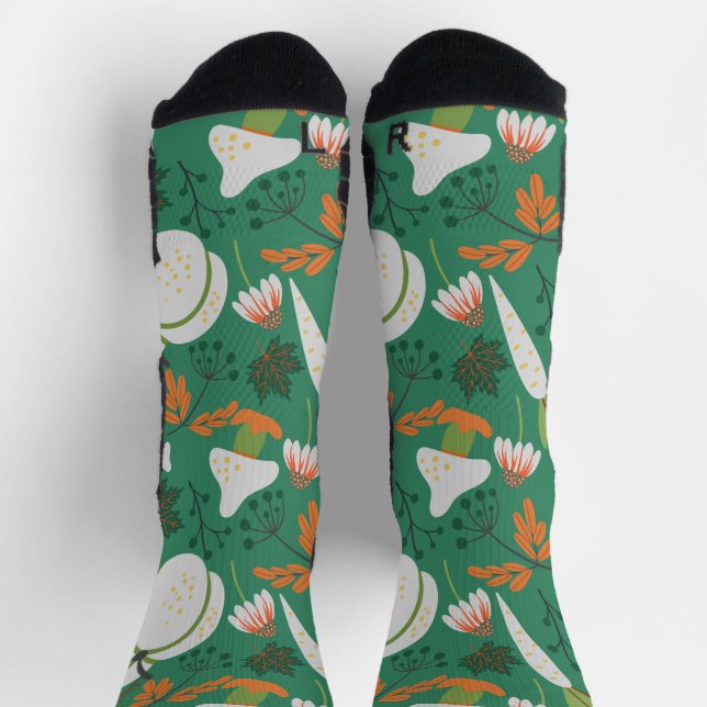 Pumpkin seamless pattern carrots and mushrooms wra socks (Top)