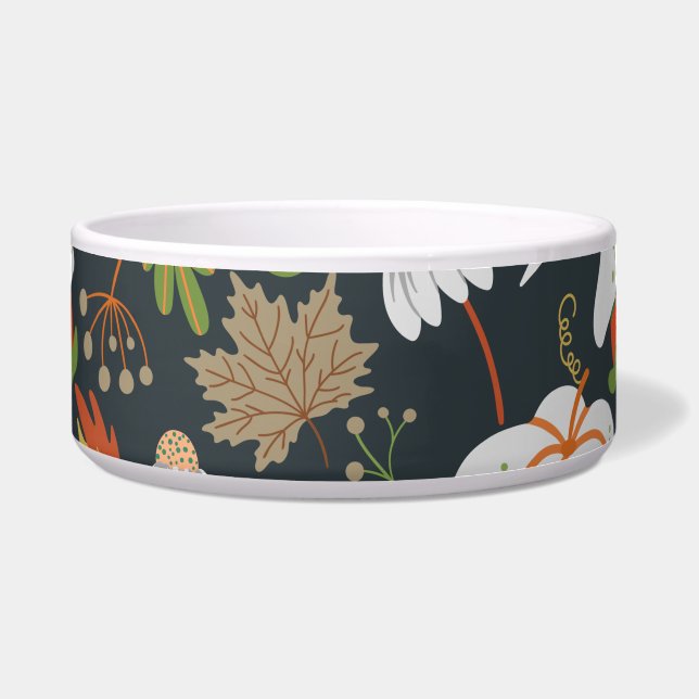 Pumpkin seamless pattern floral black and white bowl (Front)