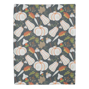 Pumpkin seamless pattern floral black and white duvet cover
