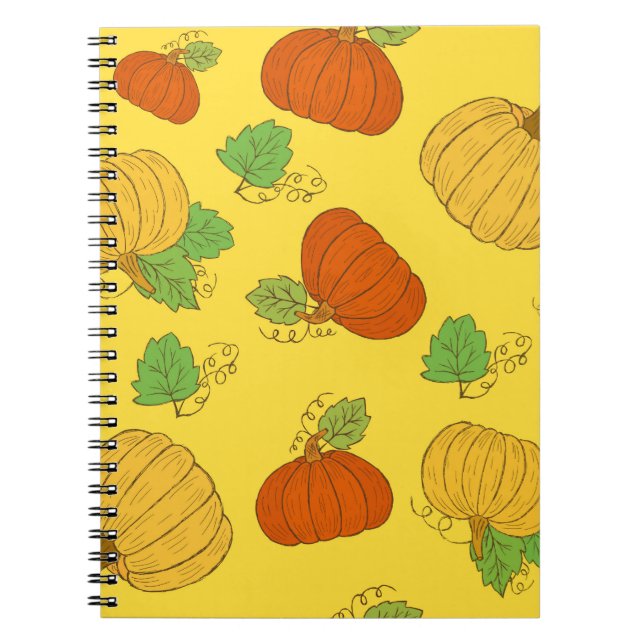 Pumpkin seamless pattern. Hand drawn doodle brushe Notebook (Front)