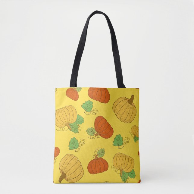 Pumpkin seamless pattern. Hand drawn doodle brushe Tote Bag (Front)