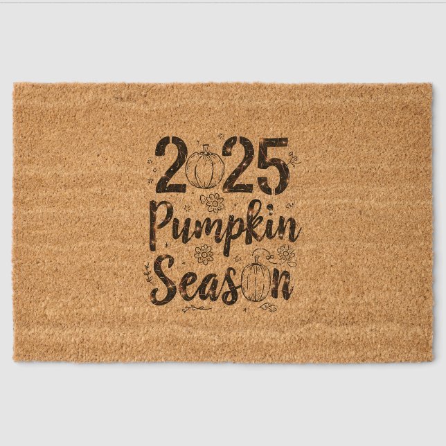 Pumpkin Season 2025 – Cozy Autumn Welcome Fiber Doormat (Front)