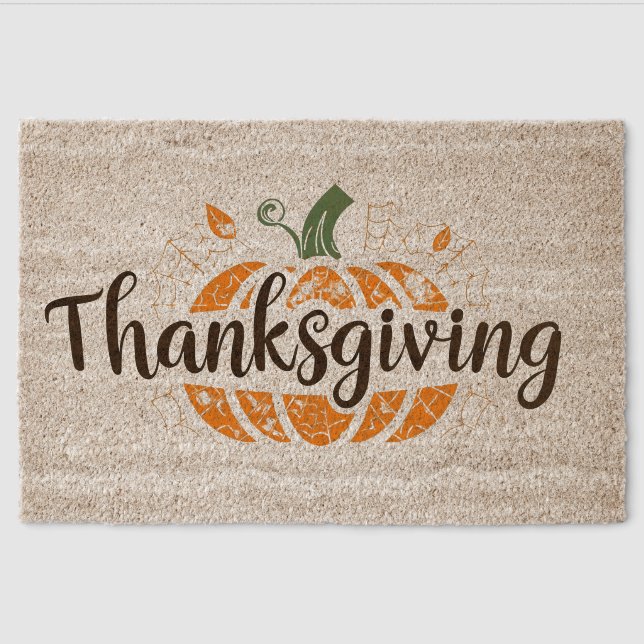 Pumpkin Season 2025 – Cozy Thanksgiving Fiber Doormat (Front)