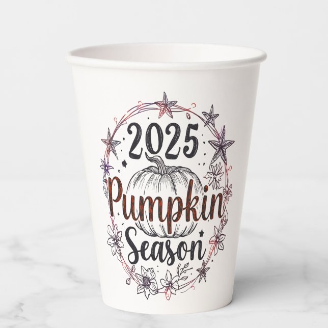 Pumpkin Season 2025 – Elegant Autumn Paper Cup Des (Front)