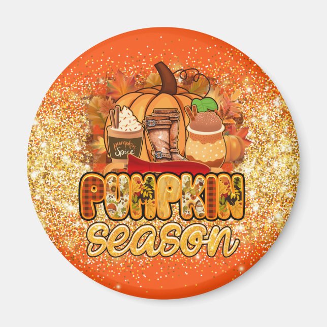 Pumpkin Season Autumn Customize Text and Color Magnet (Front)