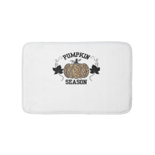 Pumpkin Season Cheetah Print Pumpkin Fall Design Bath Mat