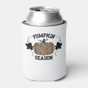 Pumpkin Season Cheetah Print Pumpkin Fall Design Can Cooler