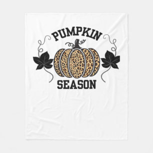 Pumpkin Season Cheetah Print Pumpkin Fall Design Fleece Blanket