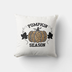 Pumpkin Season Cheetah Print Pumpkin Fall Design Throw Pillow