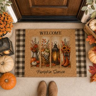Pumpkin Season Customizable Fall Outdoor Fiber Doormat