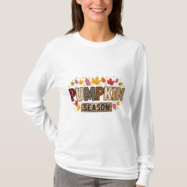 Pumpkin Season Fall Aesthetic T-Shirt | Autumn Pat (Front)