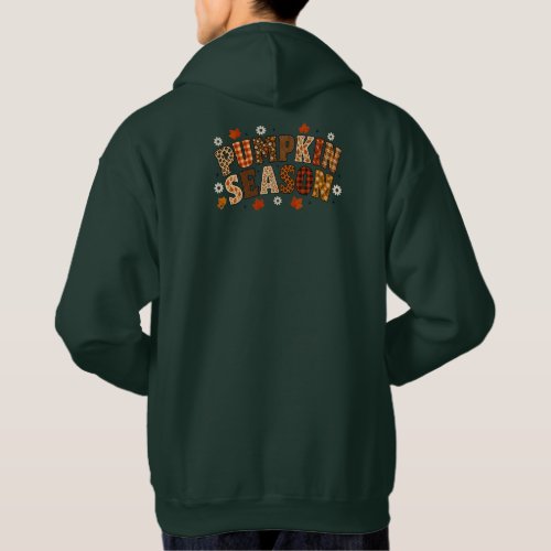 Pumpkin Season Fall Autumn Floral Plaid Typography Hoodie