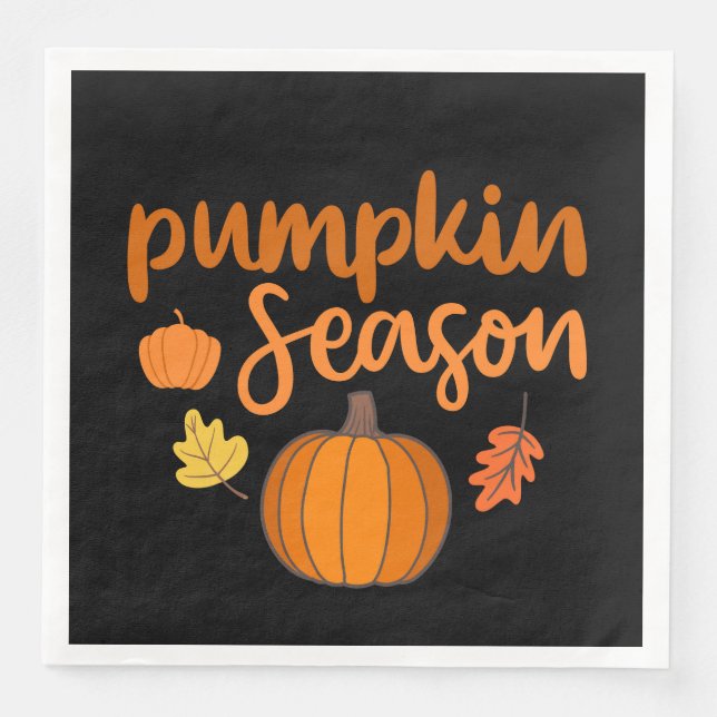Pumpkin Season Fall Paper Dinner Napkins (Front)