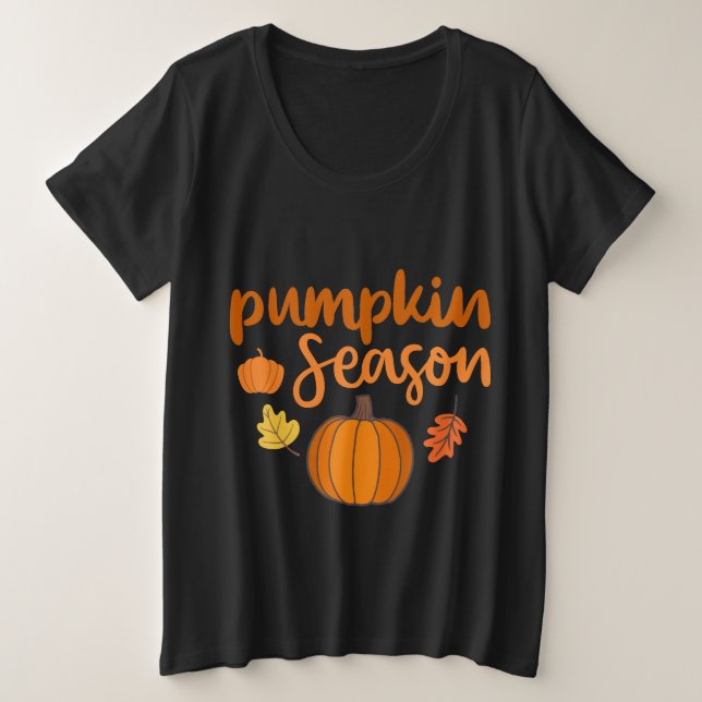 Pumpkin Season Fall Plus Size T-Shirt (Design Front)