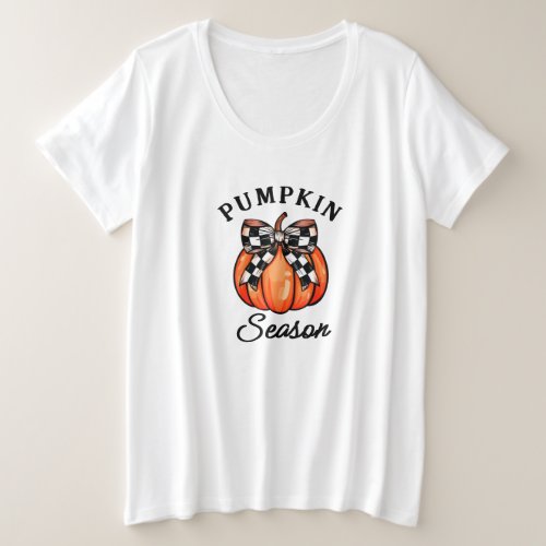 Pumpkin Season FallThanksgiving Coquette Bow Plus Size T_Shirt