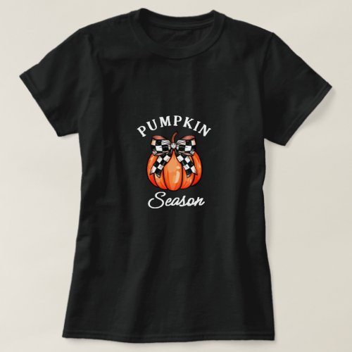Pumpkin Season FallThanksgiving Coquette Bow T_Shirt
