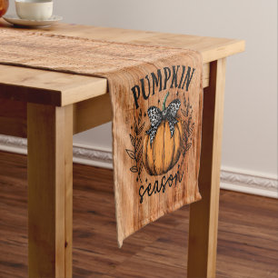 Pumpkin Season Fall Thanksgiving Harvest Short Table Runner
