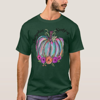 Pumpkin Season FlowerPumpkin Colorful Fall Autumn  T-Shirt