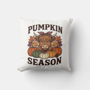 Pumpkin Season Highland Cow Vintage Fall Shirt_1 Throw Pillow