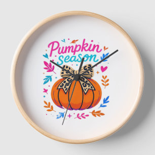 Pumpkin Season Leopard Bow Design – Cute Fall Aest Clock