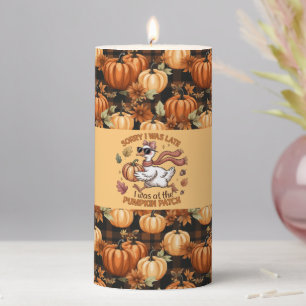 Pumpkin Season Orange and Black Pillar Candle
