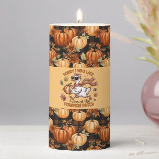 Pumpkin Season Orange and Black Pillar Candle