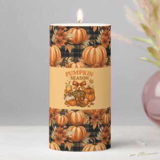 Pumpkin Season Orange and Black Pillar Candle