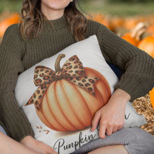Pumpkin Season orange watercolor fall Throw Pillow
