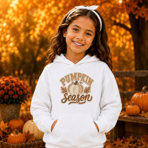Pumpkin Season Retro Varsity Patch Design Kids Hoodie