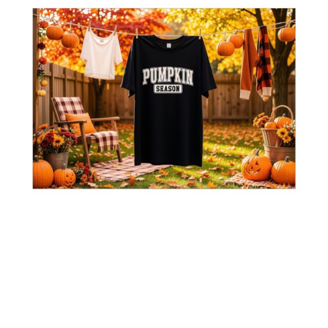 Pumpkin Season Simple Fall Varsity Style Black Tee (Creator Uploaded)