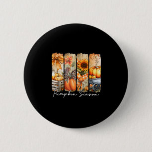 Pumpkin Season Sunflower Thanksgiving Autumn Fall Button