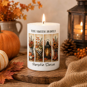 Pumpkin Season Thanksgiving Autumn Pillar Candle